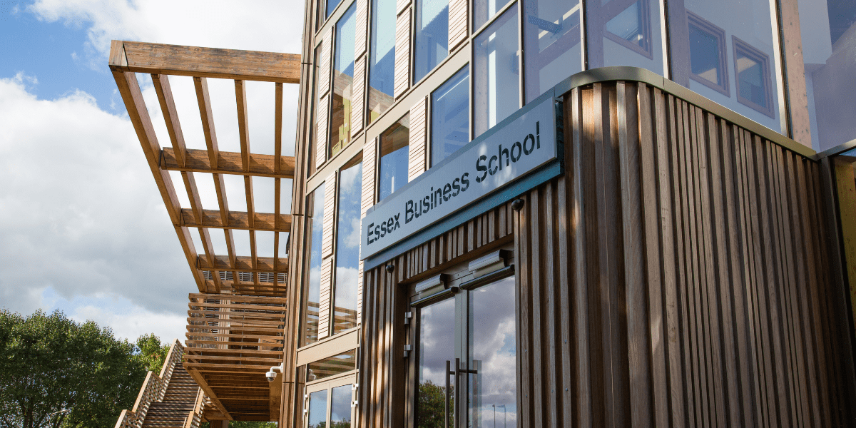 Outside Essex Business School at the University of Essex